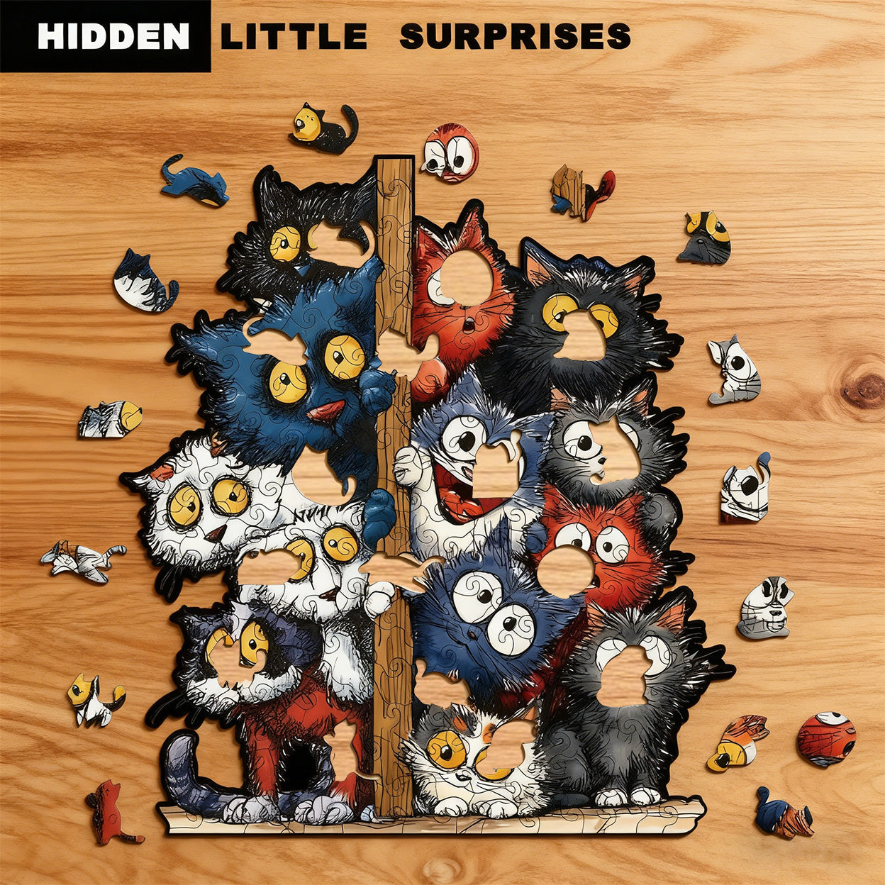 Kitty Shaped Wooden Jigsaw Puzzle