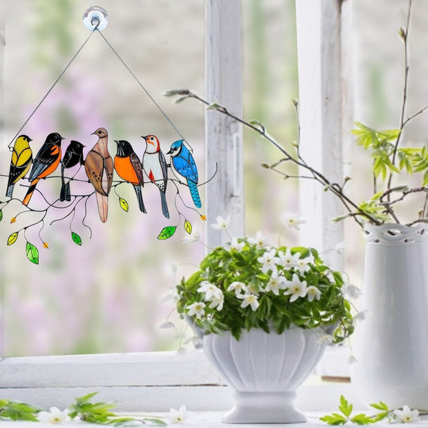 Birds Stained Glass Window Hangings - Libiyi